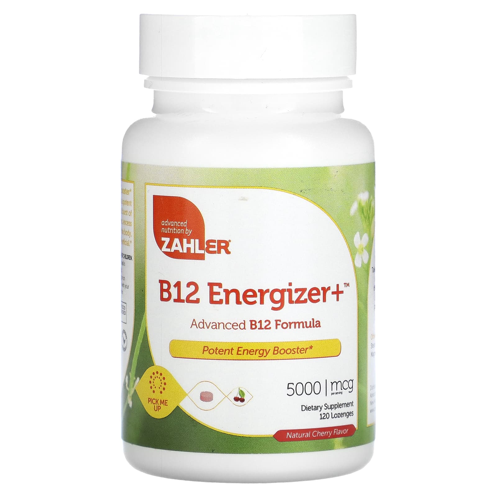 Zahler-B12 Energizer+-Advanced B12 Formula-Natural Cherry-5,000 mcg-120 Lozenges