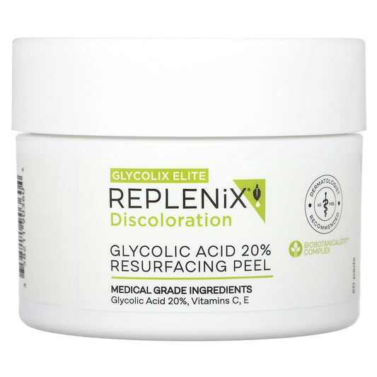 Replenix-Discoloration-Glycolix Elite-Glycolic Acid 20% Resurfacing Peel-60 Pads