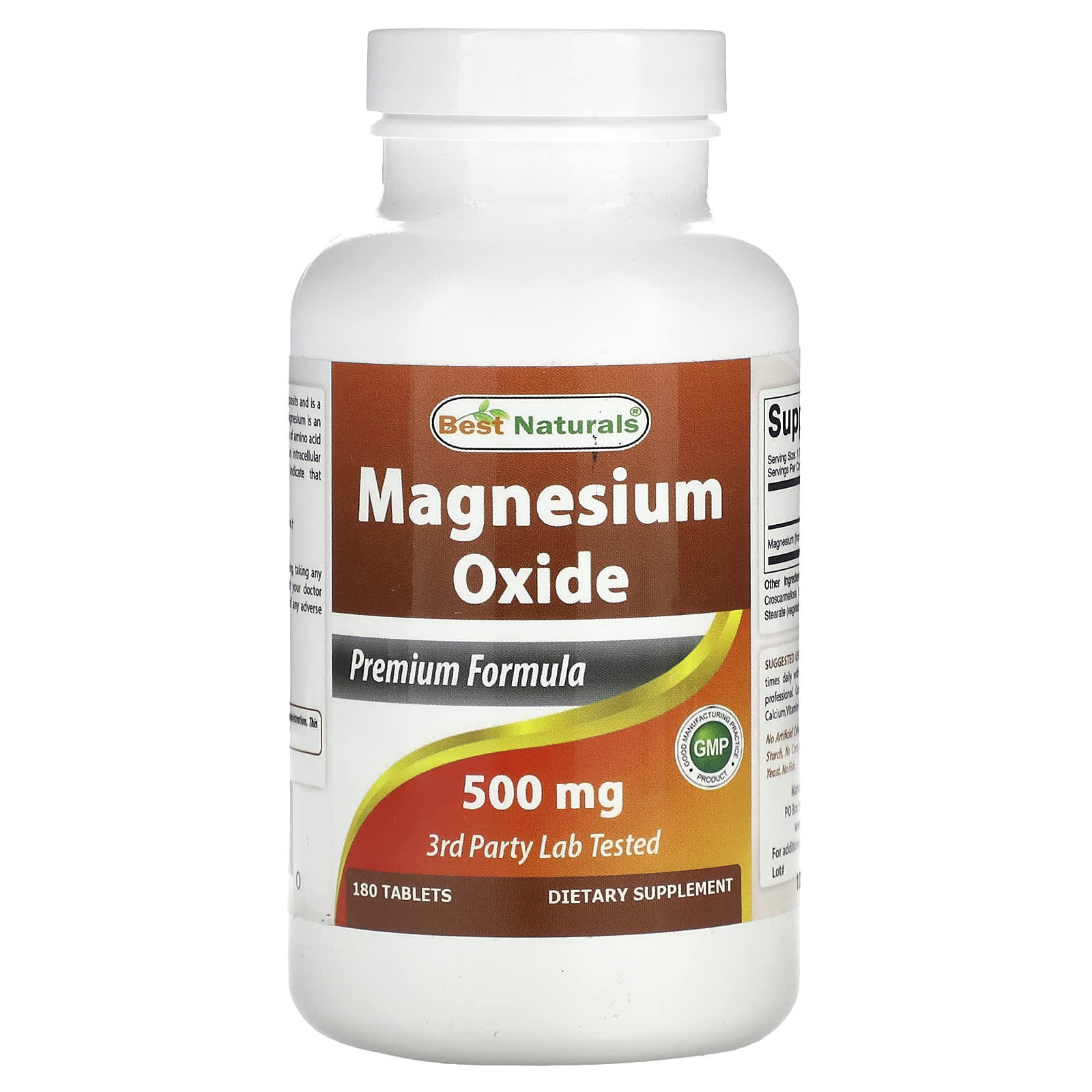 Best Naturals-Magnesium Oxide-500 mg -180 Tablets