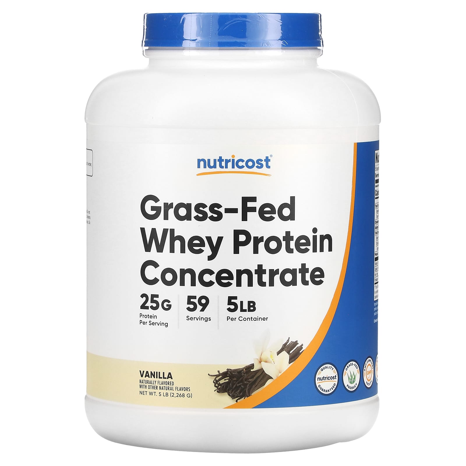 Nutricost-Grass-Fed Whey Protein Concentrate-Vanilla-5 lb (2,268 g)