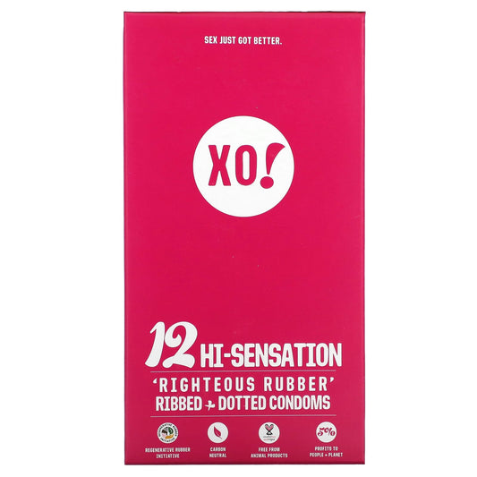 Here We Flo-XO! Righteous Rubber Ribbed + Dotted Condoms-Unscented-12 Condoms