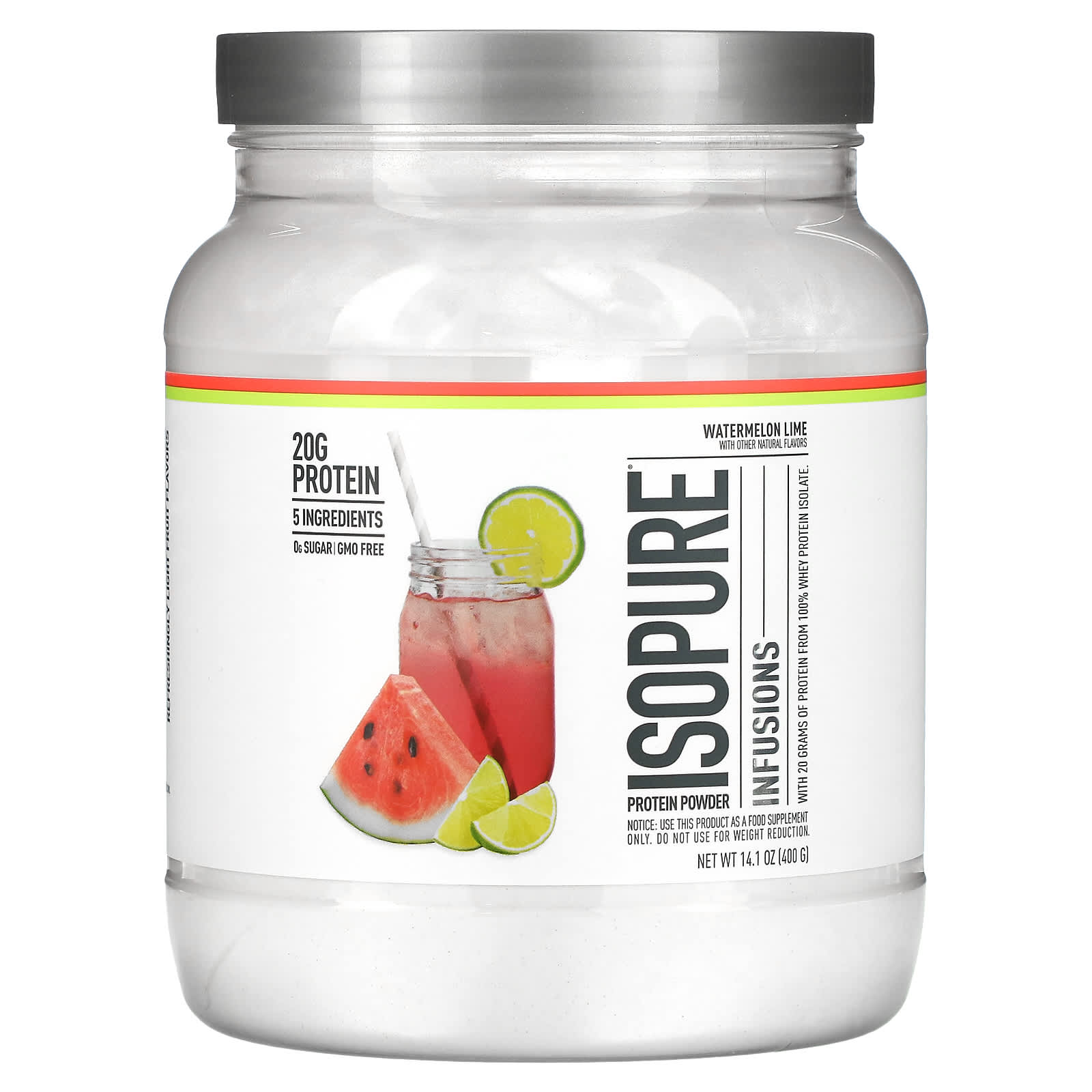 Isopure-Infusions Protein Powder-Watermelon Lime-14.1 oz (400 g)