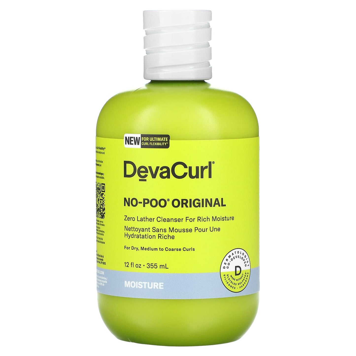 DevaCurl-No-Poo Original-Zero Lather Cleanser For Rich Moisture-For Dry-Medium to Coarse Curls-12 fl oz (355 ml)