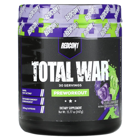 Redcon1-Total War-Preworkout-Sour Gummy Bear-15.77 oz (447 g)