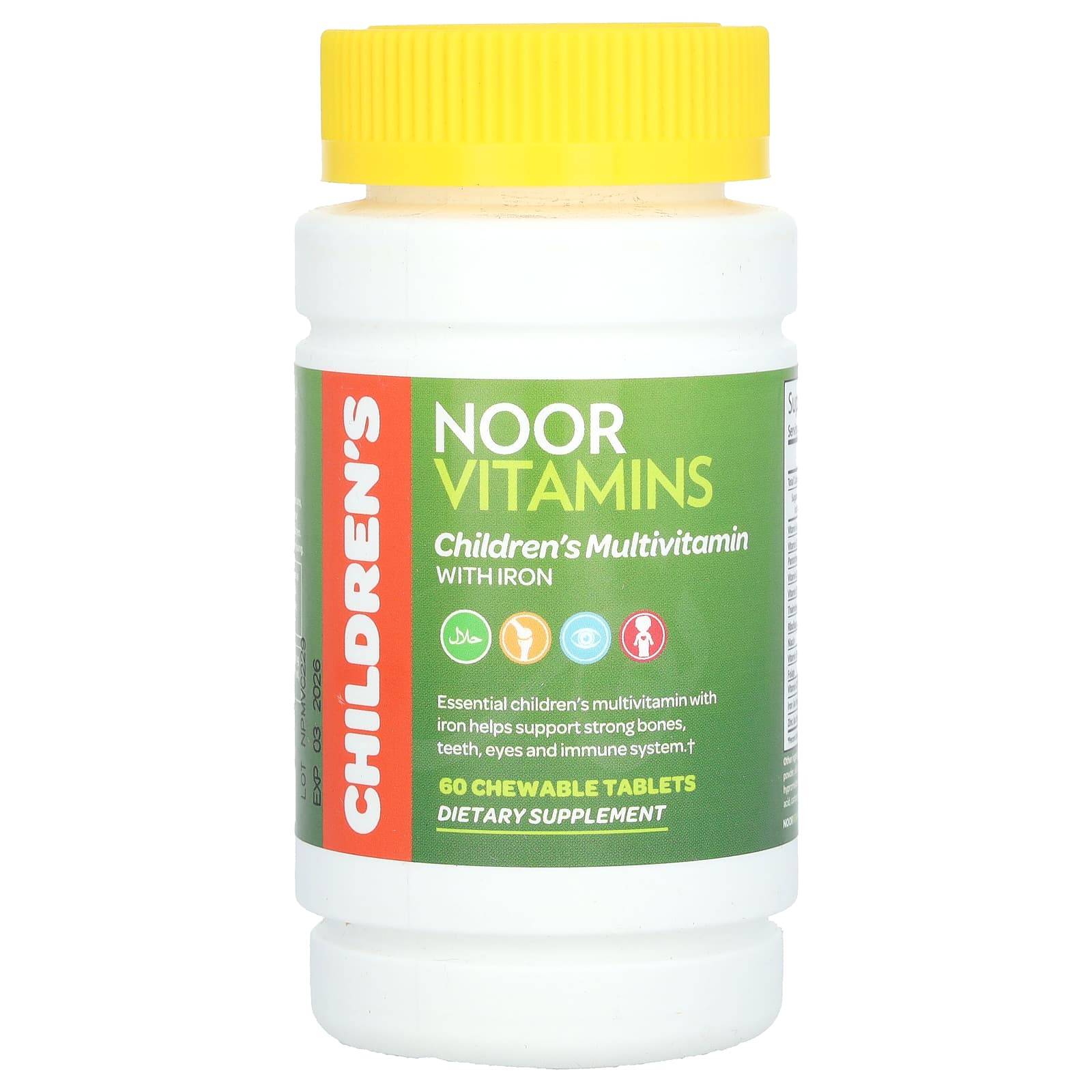 Noor Vitamins-Children's Multivitamin with Iron -60 Chewable Tablets