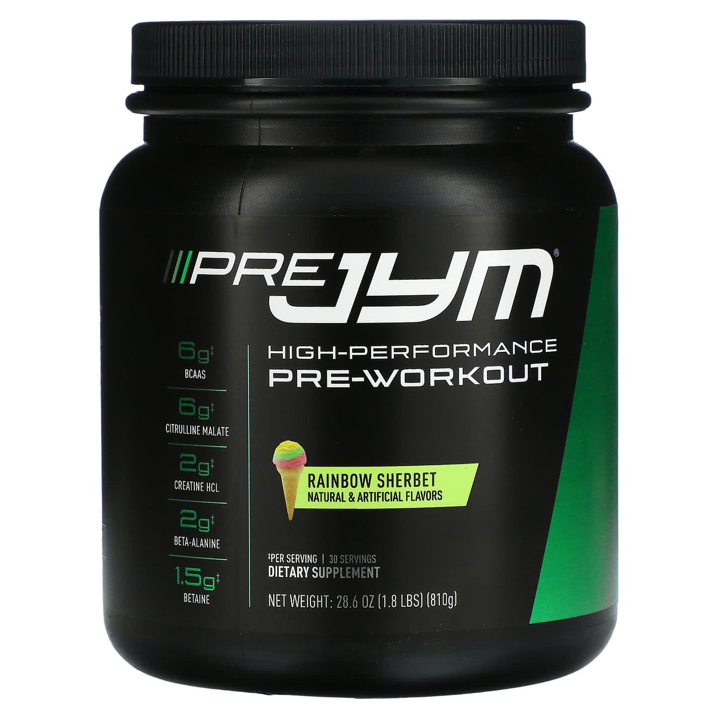 JYM Supplement Science-Pre JYM-High-Performance Pre-Workout-Rainbow Sherbet-1.8 lbs (810 g)