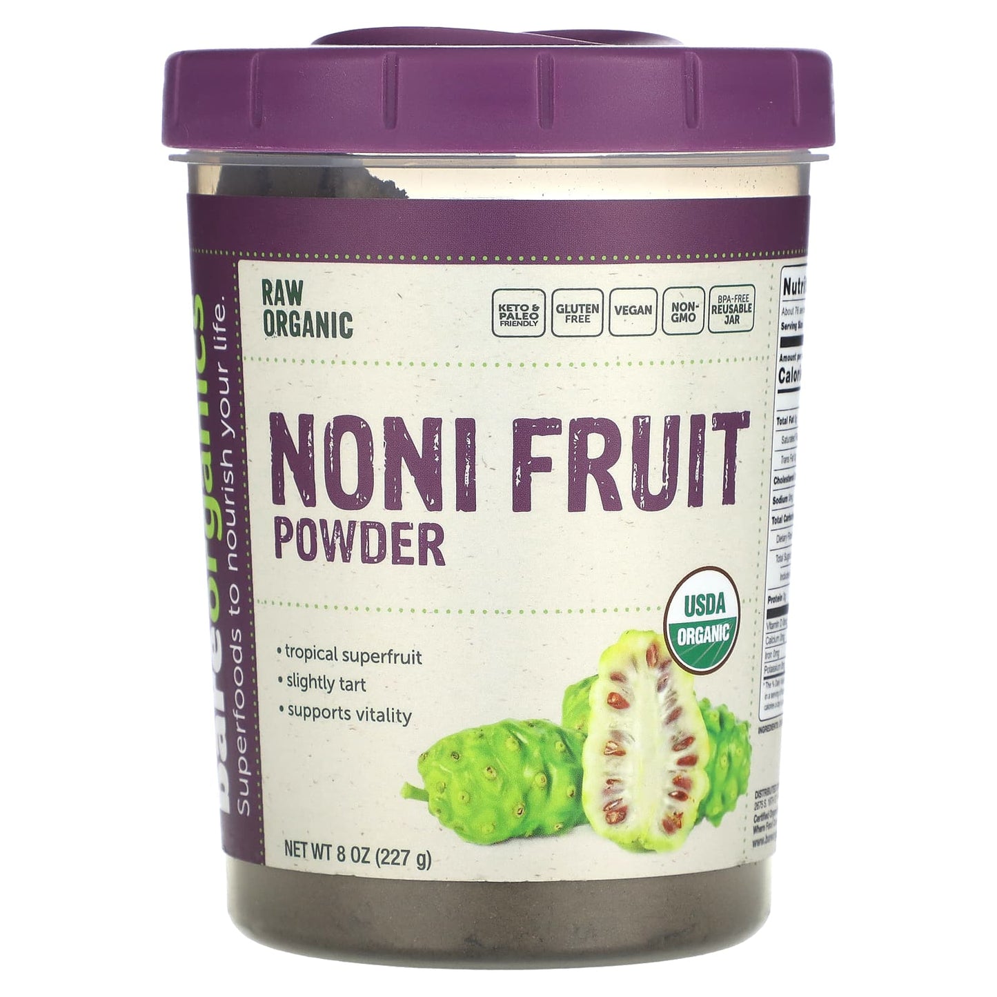 BareOrganics-Raw Organic Noni Fruit Powder-8 oz (227 g)