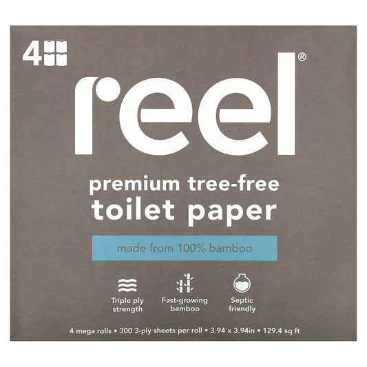 Reel-Premium Tree-Free Toilet Paper-4 Mega Rolls