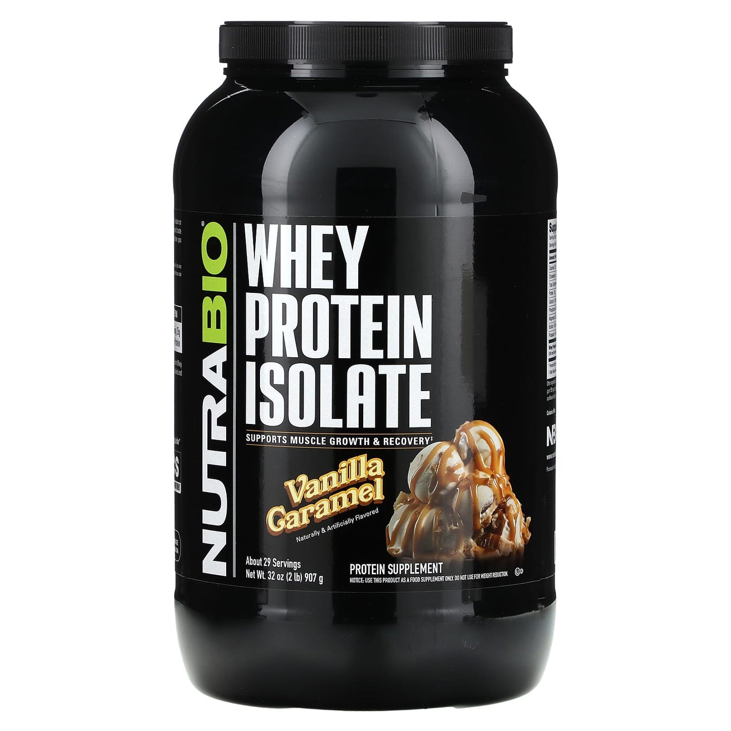 NutraBio-Whey Protein Isolate-Vanilla Caramel-2 lb (907 g)