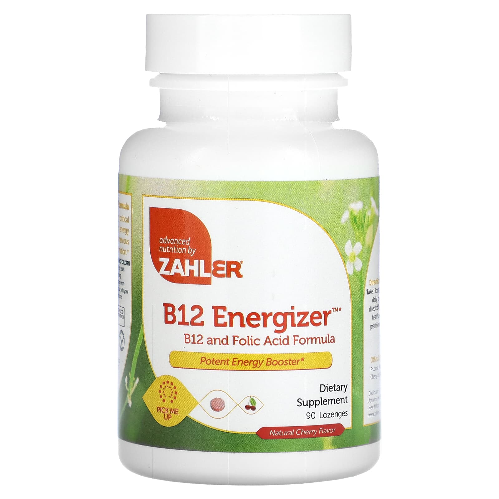 Zahler-B12 Energizer-B12 and Folic Acid Formula-Natural Cherry-90 Lozenges