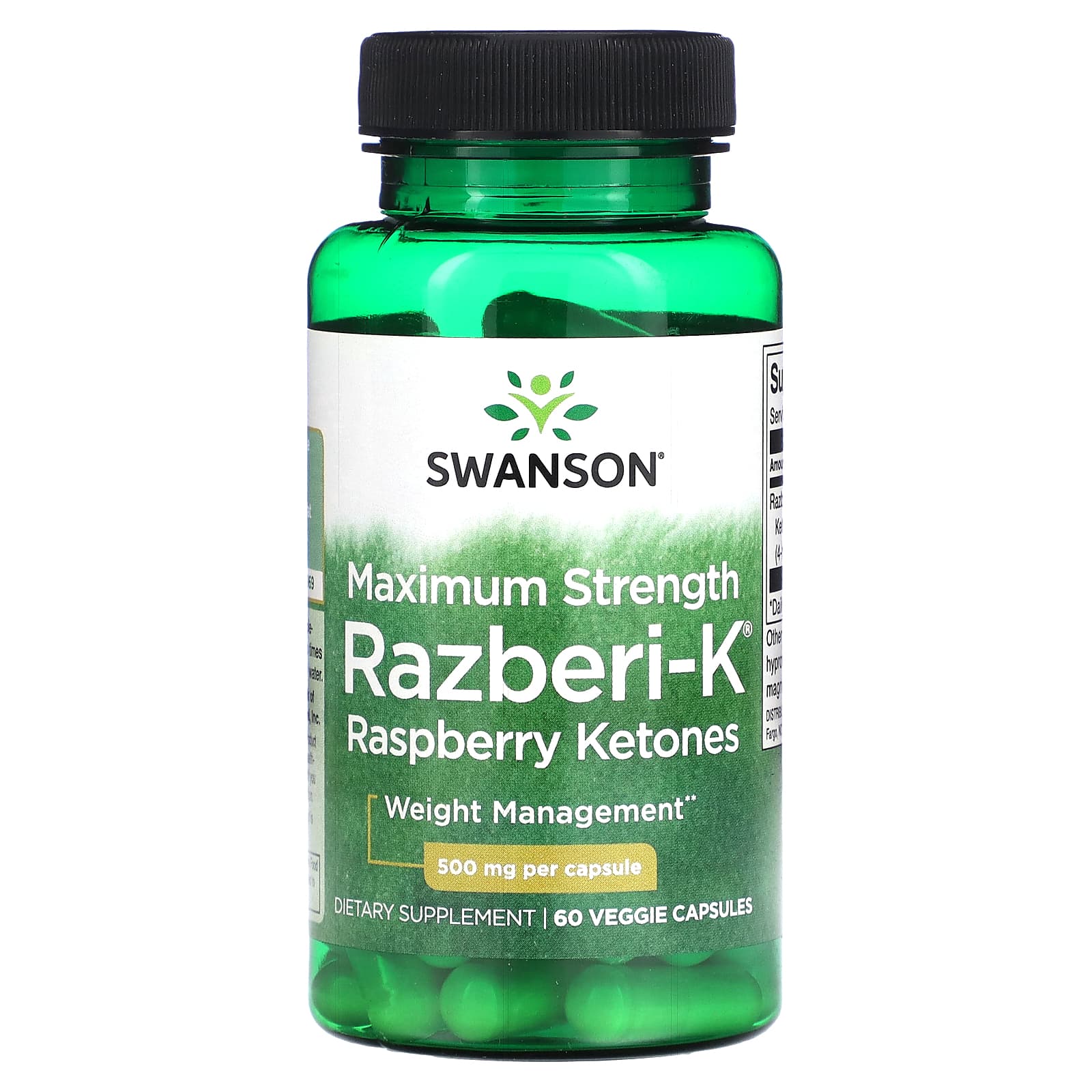 Swanson-Razberi-K-Raspberry Ketones-Maximum Strength-500 mg-60 Veggie Capsules