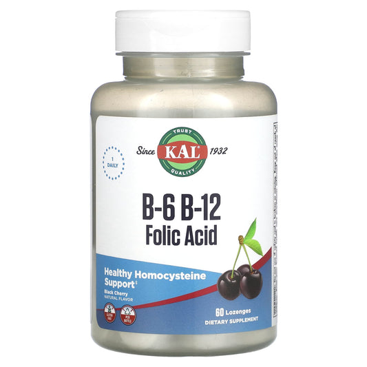 KAL-B-6 B-12 Folic Acid-Black Cherry-60 Lozenges