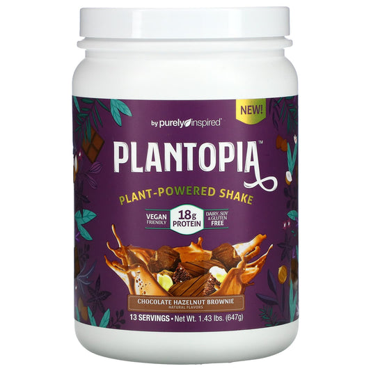 Purely Inspired-Plantopia-Plant-Powered Shake-Chocolate Hazelnut Brownie-1.43 lbs (647 g)