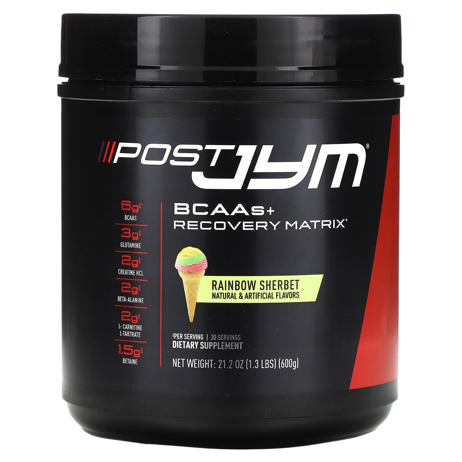 JYM Supplement Science-Post JYM-BCAAs + Recovery Matrix-Rainbow Sherbet-1.3 lbs (600 g)