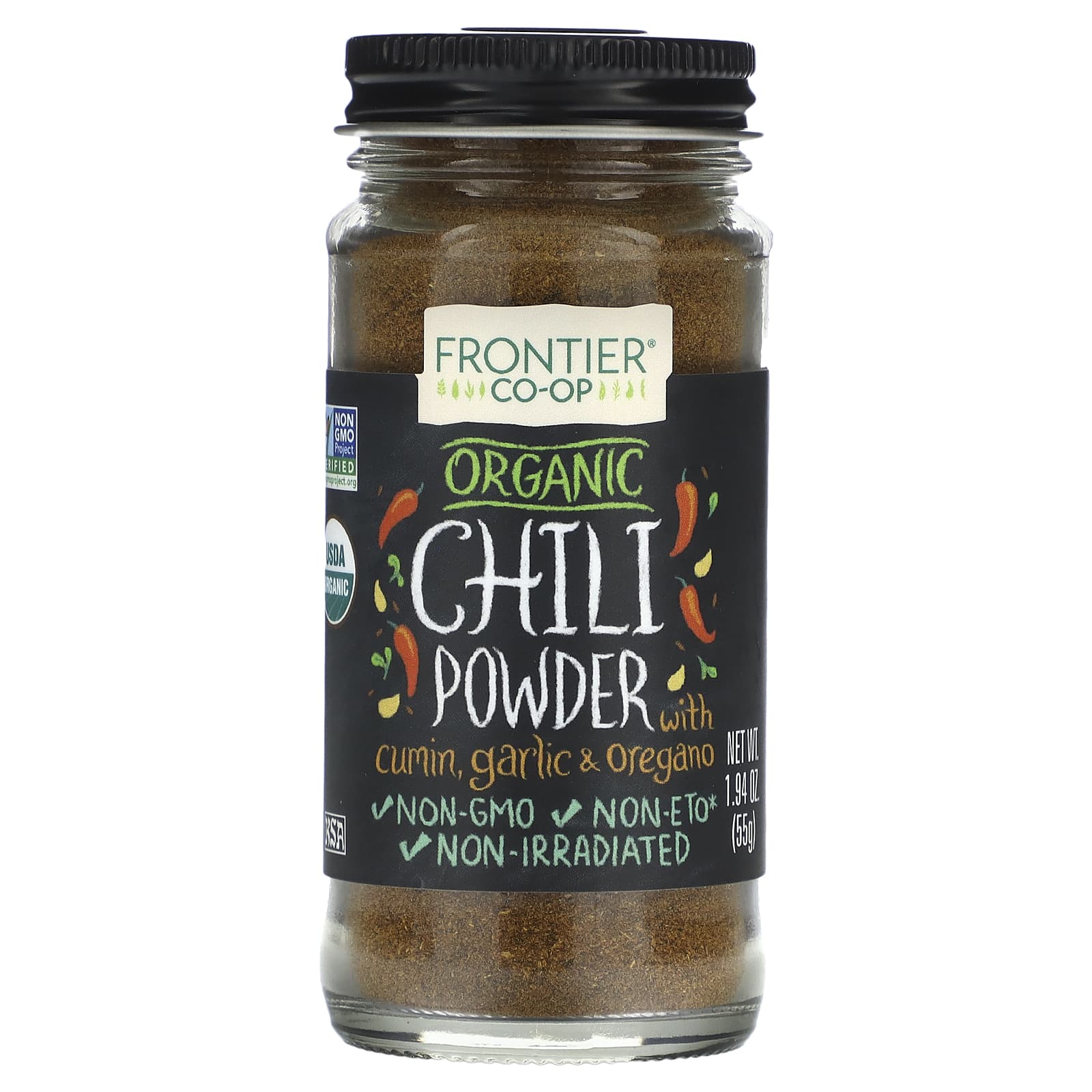 Frontier Co-op-Chili Powder with Cumin-Garlic-& Oregano-1.94 oz-(55 g)