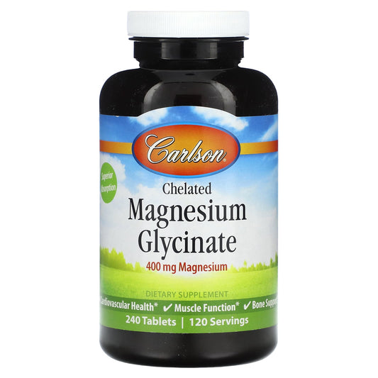 Carlson-Chelated Magnesium Glycinate-400 mg-240 Tablets (200 mg per Tablet)