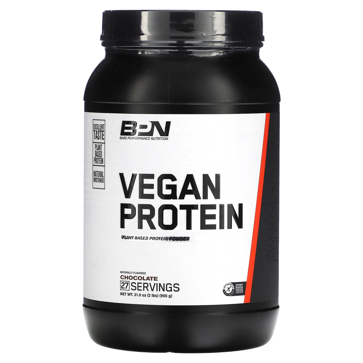 Bare Performance Nutrition-Vegan Protein-Plant Based Protein Powder-Chocolate-2 lbs (905 g)