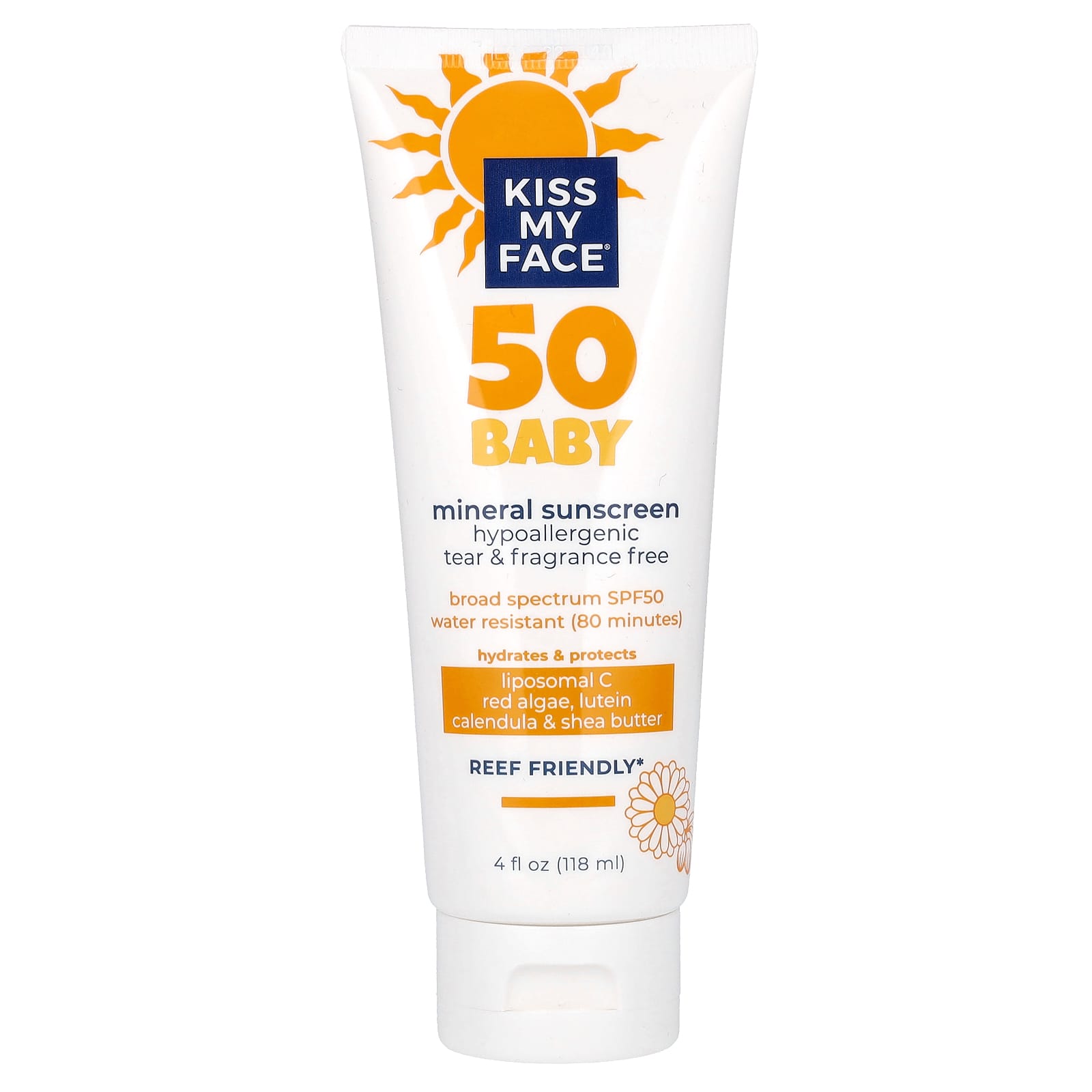 Kiss My Face-50 Baby-Mineral Sunscreen-SPF 50-Fragrance Free-4 fl oz (118 ml)