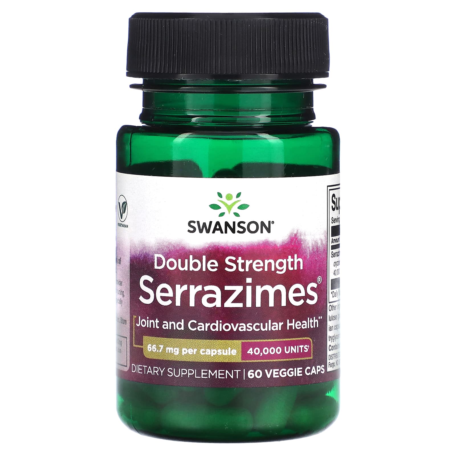 Swanson-Double Strength Serrazimes-66.7 mg-60 Veggie Capsule