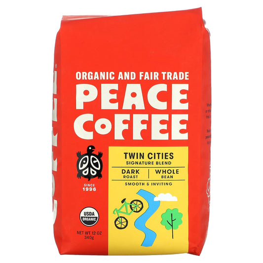 Peace Coffee-Organic Twin Cities-Whole Bean-Dark Roast-12 oz (340 g)