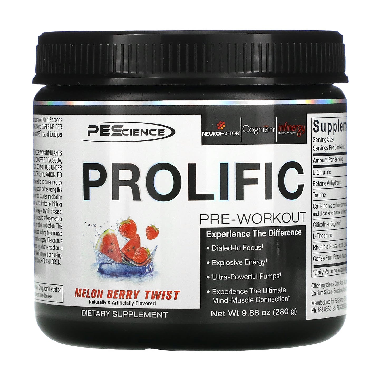 PEScience-Prolific-Pre-Workout-Melon Berry Twist-9.88 oz (280 g)