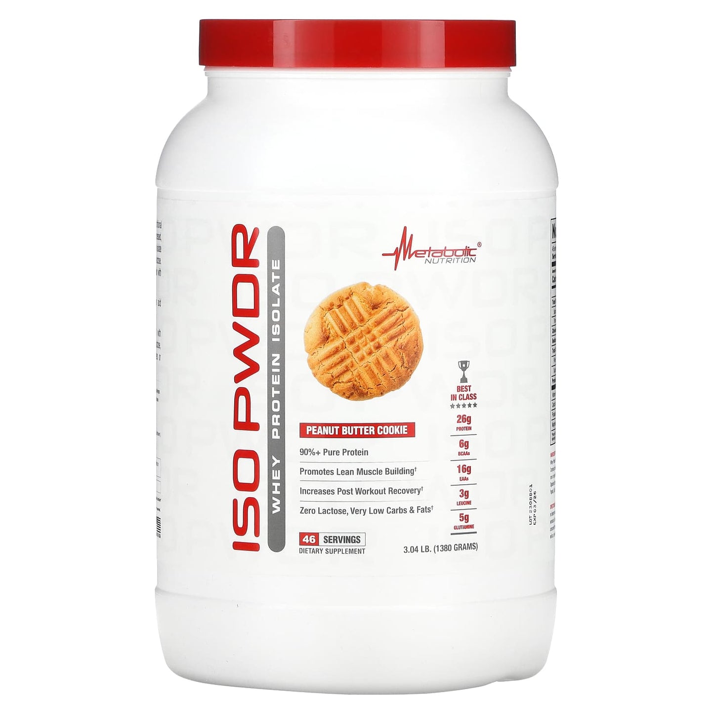 Metabolic Nutrition-ISOpwdr-Whey Protein Isolate-Peanut Butter Cookie-3.04 lb (1,380 g)