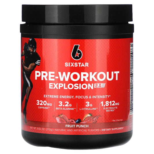 SIXSTAR-Pre-Workout Explosion 2.0-Fruit Punch-9.52 oz (270 g)