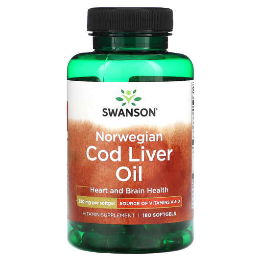 Swanson-Norwegian Cod Liver Oil-350 mg -180 Softgels