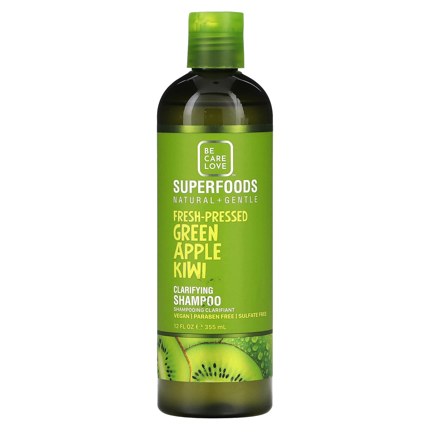 Be Care Love-Superfoods-Natural + Gentle-Clarifying Shampoo-Fresh-Pressed Green Apple Kiwi-12 fl oz (355 ml)