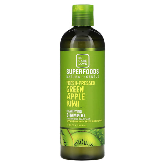 Be Care Love-Superfoods-Natural + Gentle-Clarifying Shampoo-Fresh-Pressed Green Apple Kiwi-12 fl oz (355 ml)