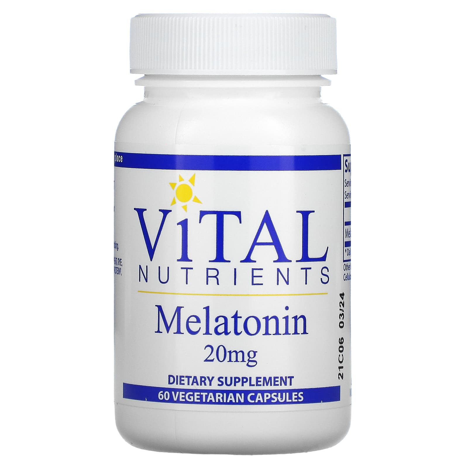 Vital Nutrients-Melatonin-20 mg-60 Vegetarian Capsules