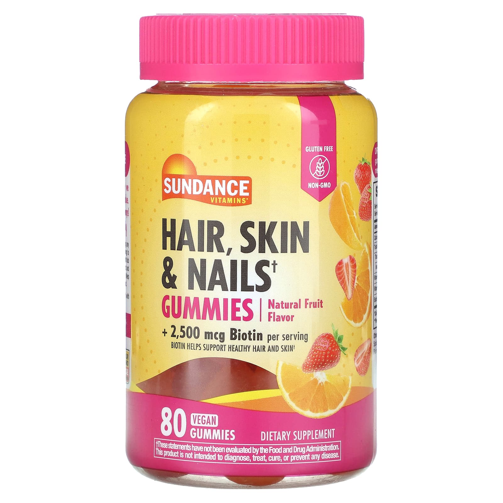 Sundance Vitamins-Hair-Skin & Nails Gummies-Natural Fruit-80 Vegan Gummies