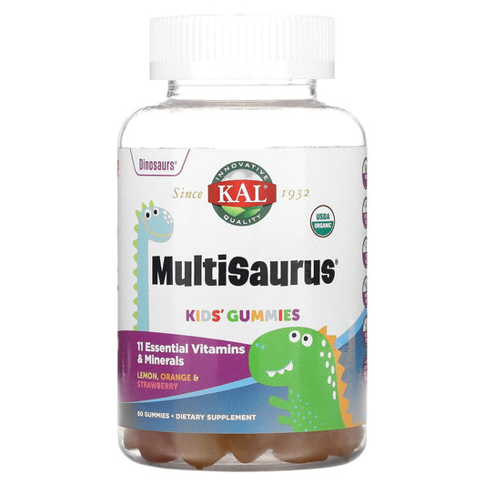 KAL-Kids Multisaurus Gummies-Lemon-Orange & Strawberry-60 Gummies