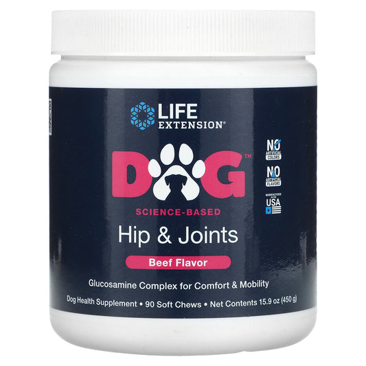 Life Extension-Dog-Hip & Joints-Beef-90 Soft Chews-15.9 oz (450 g)