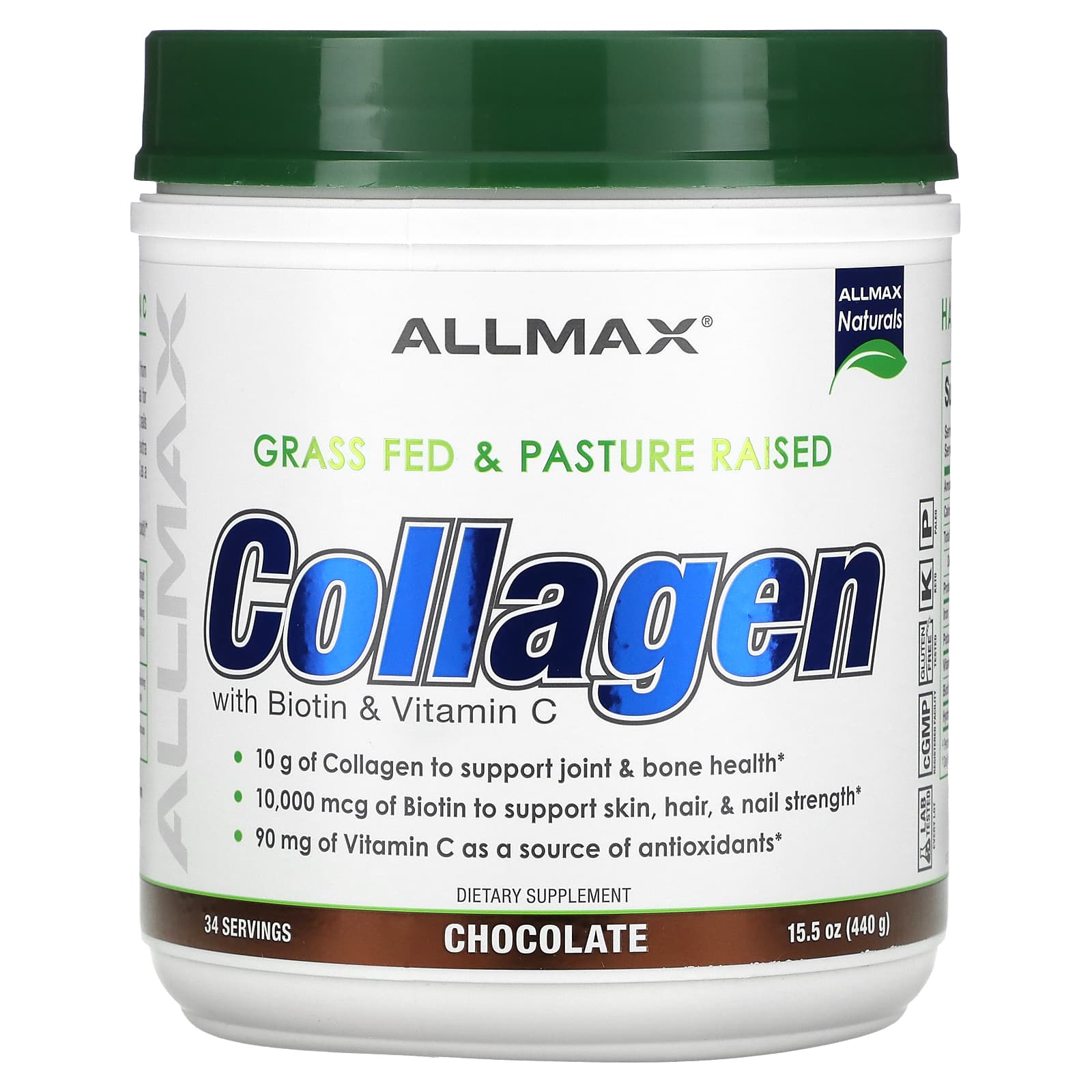 ALLMAX-Collagen with Biotin & Vitamin C-Chocolate-15.5 oz (440 g)