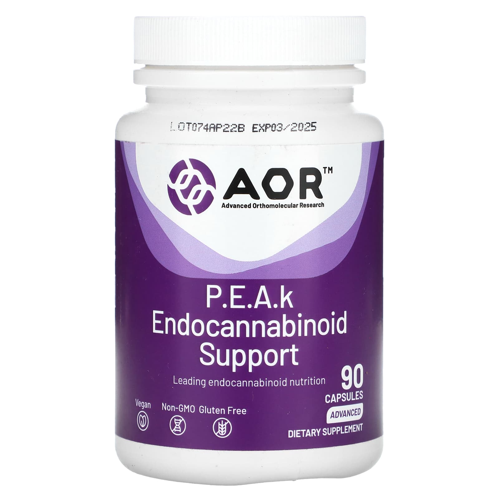 Advanced Orthomolecular Research AOR-P.E.A.k Endocannabinoid Support-Advanced-90 Capsules