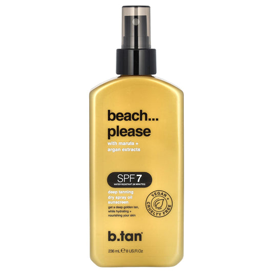 b.tan-Beach...Please-Dry Spray Oil Sunscreen-SPF 7-Deep Tanning-8 fl oz (236 ml)