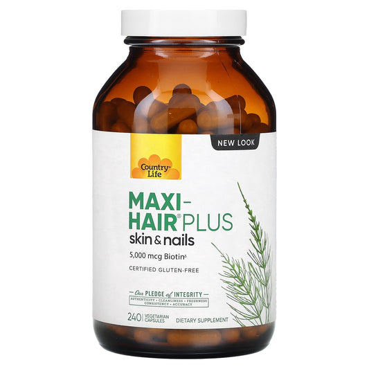 Country Life-Maxi-Hair Plus-5,000 mcg-240 Vegetarian Capsules (1,250 mcg per Capsule)