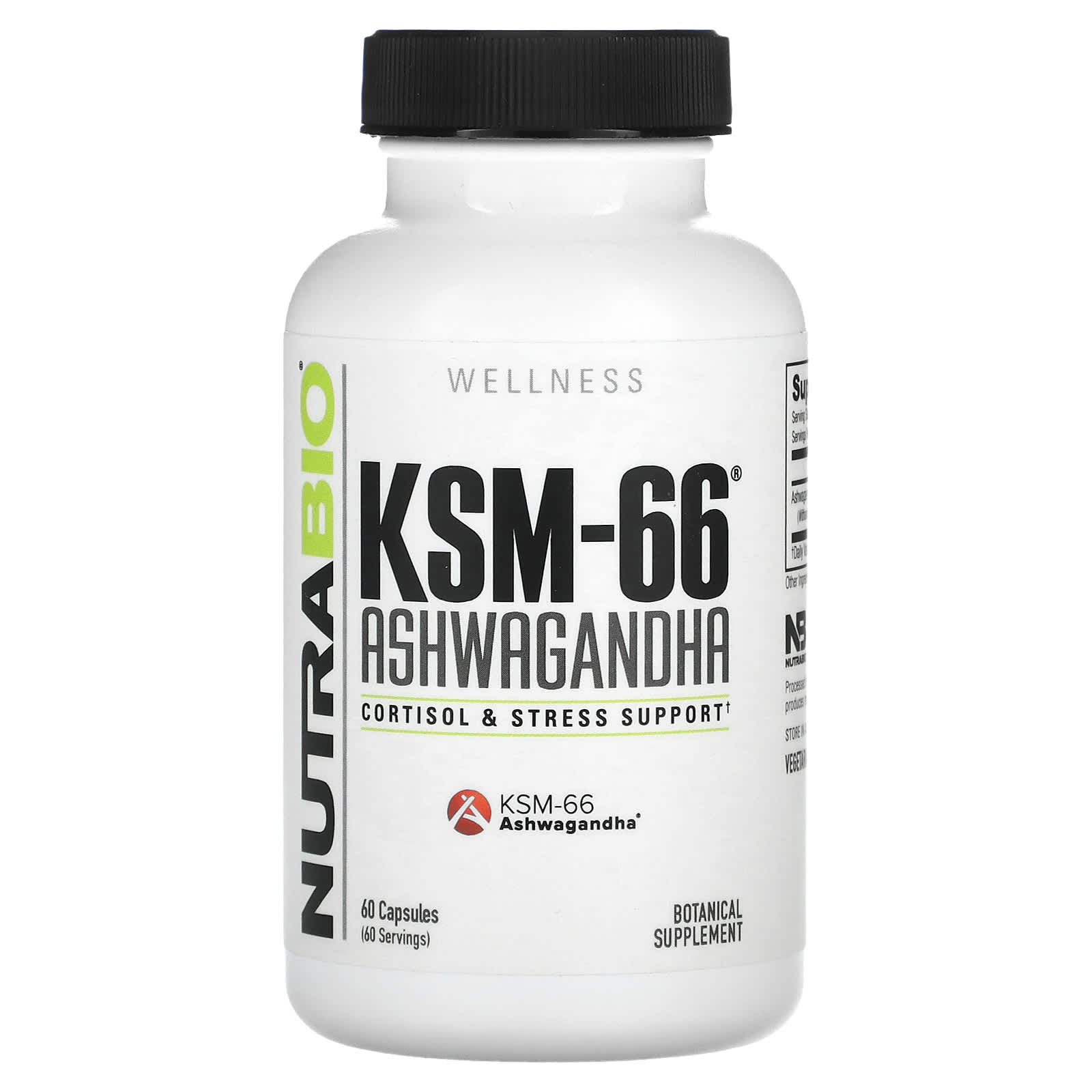 NutraBio-KSM-66-Ashwagandha-600 mg-60 Capsules