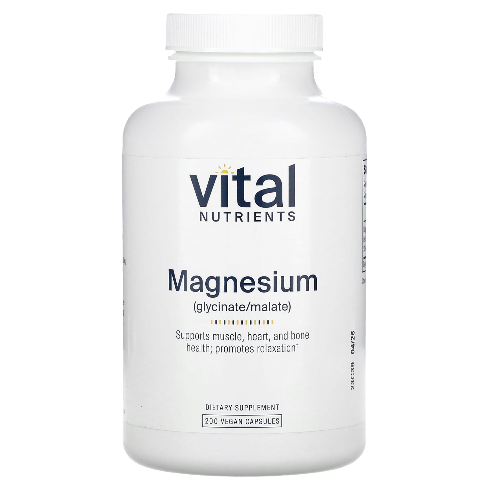 Vital Nutrients-Magnesium-200 Vegan Capsules