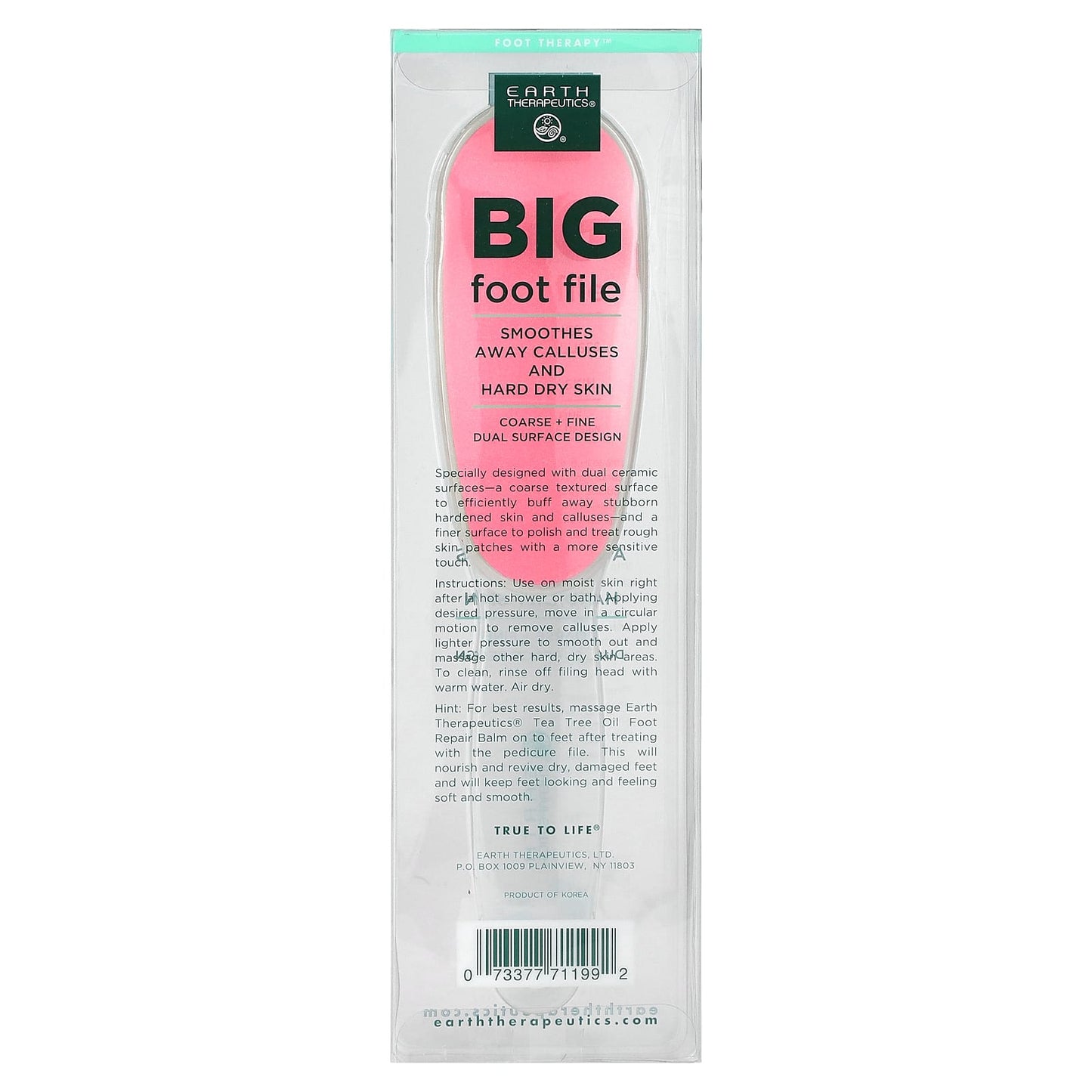 Earth Therapeutics, Big Foot File, Green and Pink, 2 Count