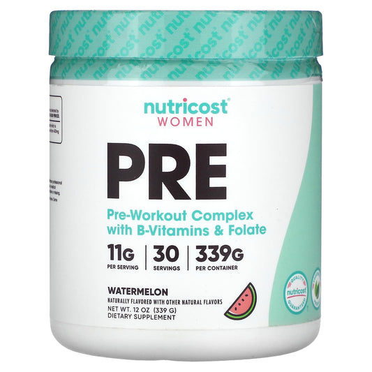 Nutricost-Women-Pre-Workout Complex with B-Vitamins & Folate-Watermelon-12 oz (339 g)