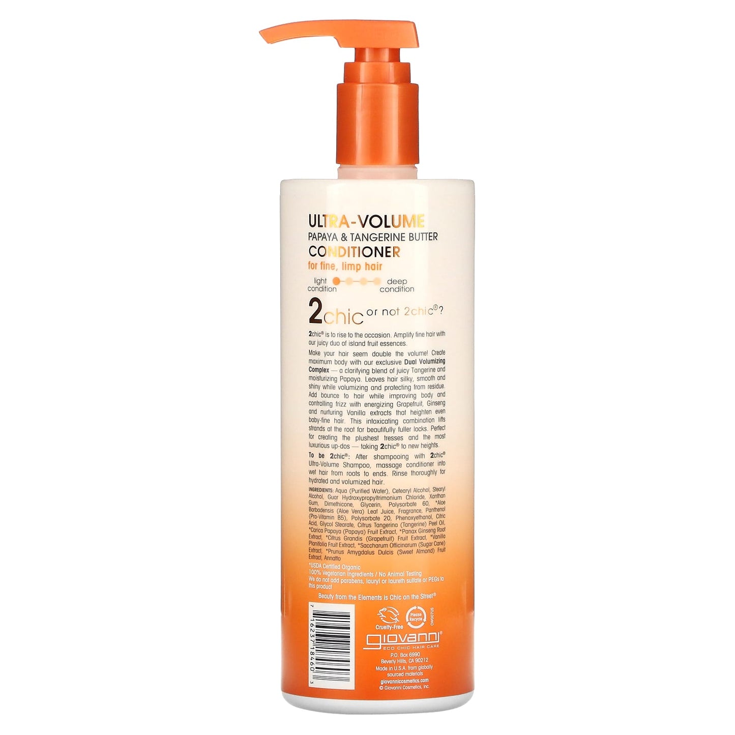 Giovanni, 2chic, Ultra-Volume Conditioner, For Fine, Limp Hair, Papaya + Tangerine Butter, 24 fl oz (710 ml)