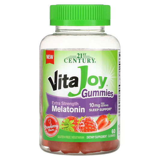 21st Century-Vita Joy Melatonin Gummies-Extra Strength-Strawberry-10 mg-60 Gummies (5 mg per Gummy)