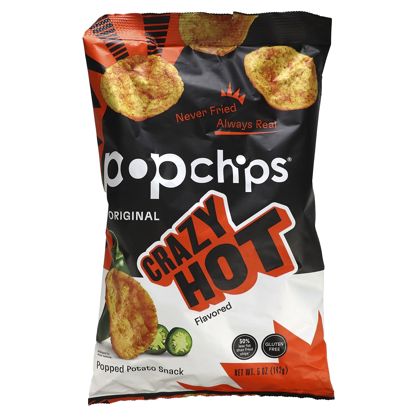 Popchips-Popped Potato Chips-Original-Crazy Hot-5 oz (142 g)