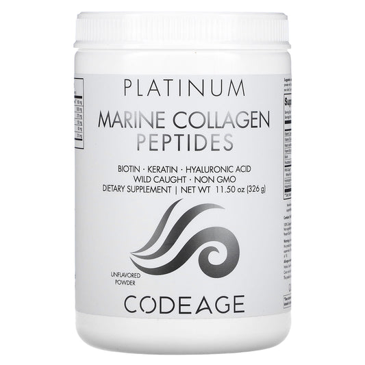 Codeage-Platinum-Marine Collagen Peptides Powder-Biotin-Keratin-Hyaluronic Acid-Unflavored-11.5 oz (326 g)