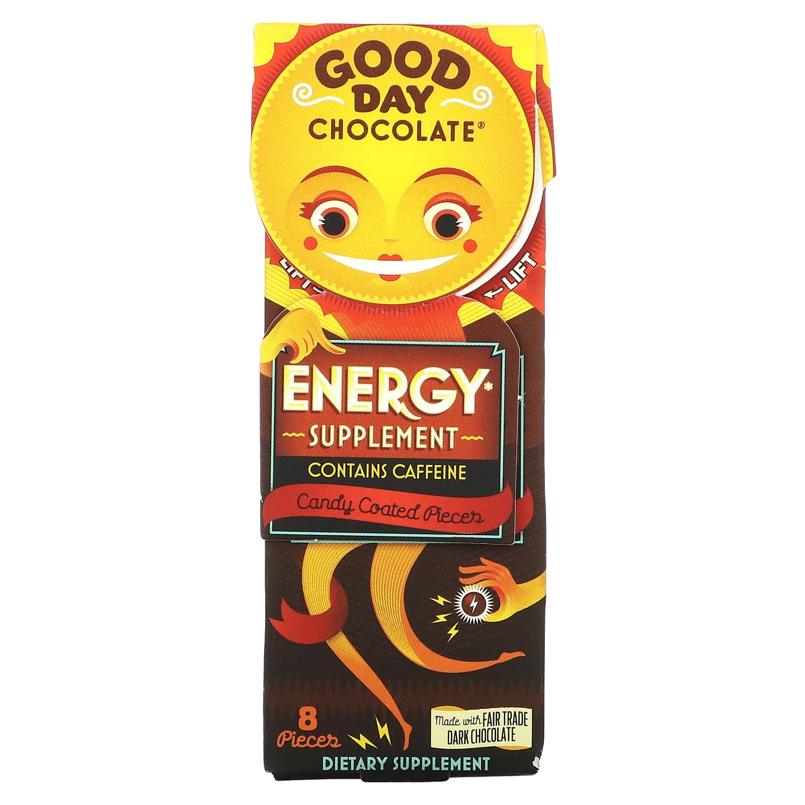 Good Day Chocolate-Energy Supplement-8 Candy Coated Pieces