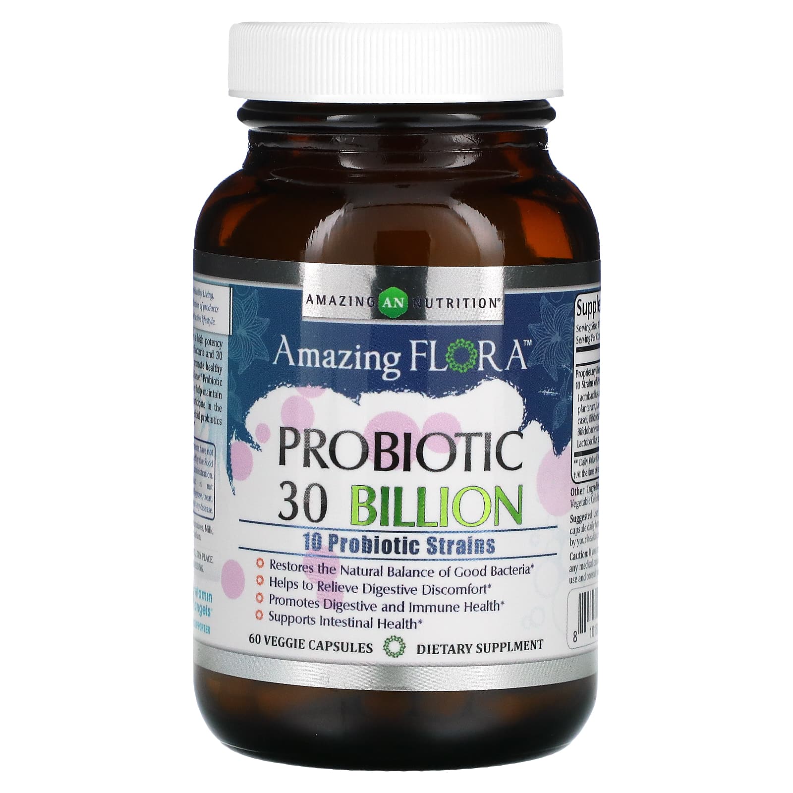 Amazing Nutrition-Amazing Flora-Probiotic-30 Billion CFU-60 Veggie Capsules