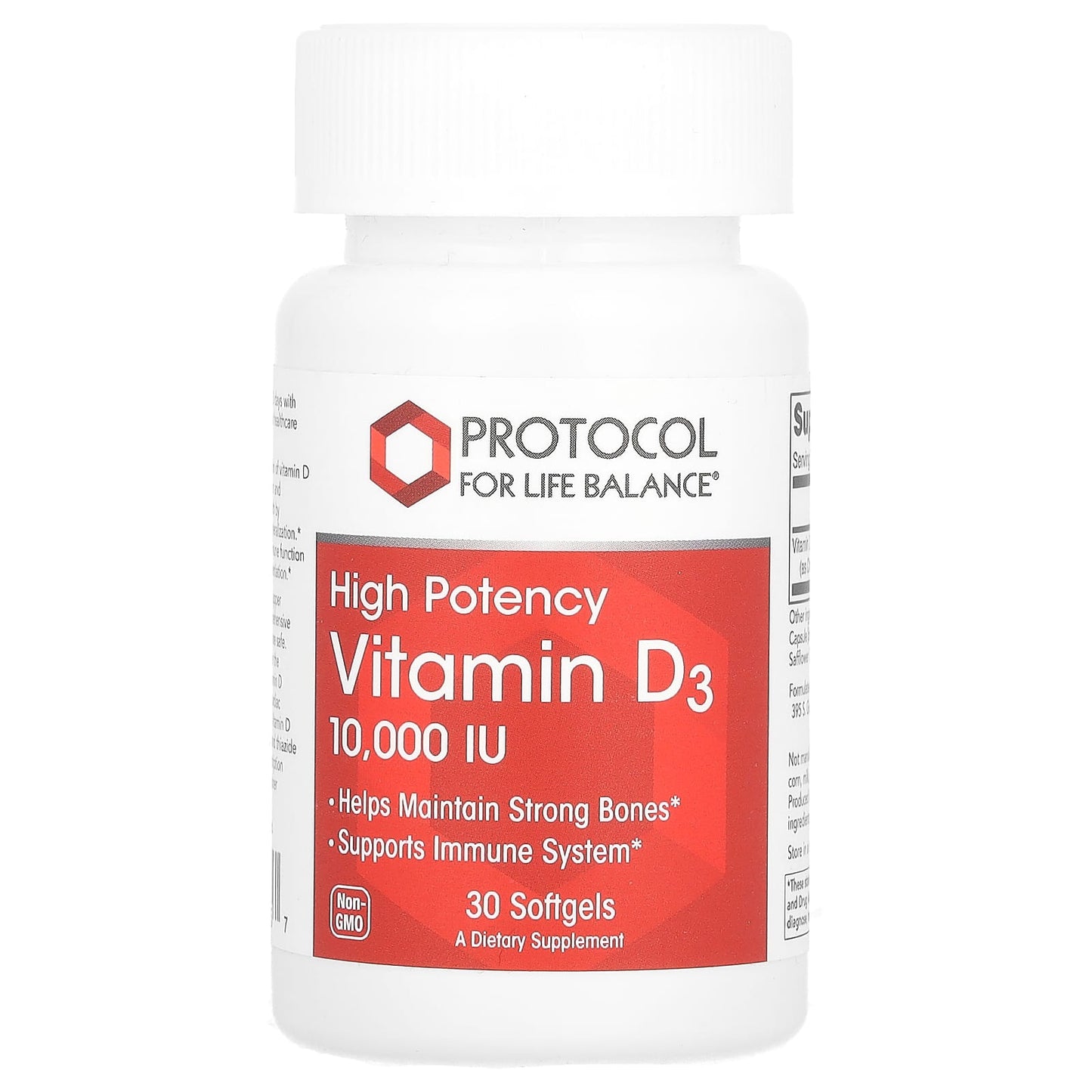 Protocol for Life Balance-Vitamin D3-High Potency-10,000 IU-30 Softgels