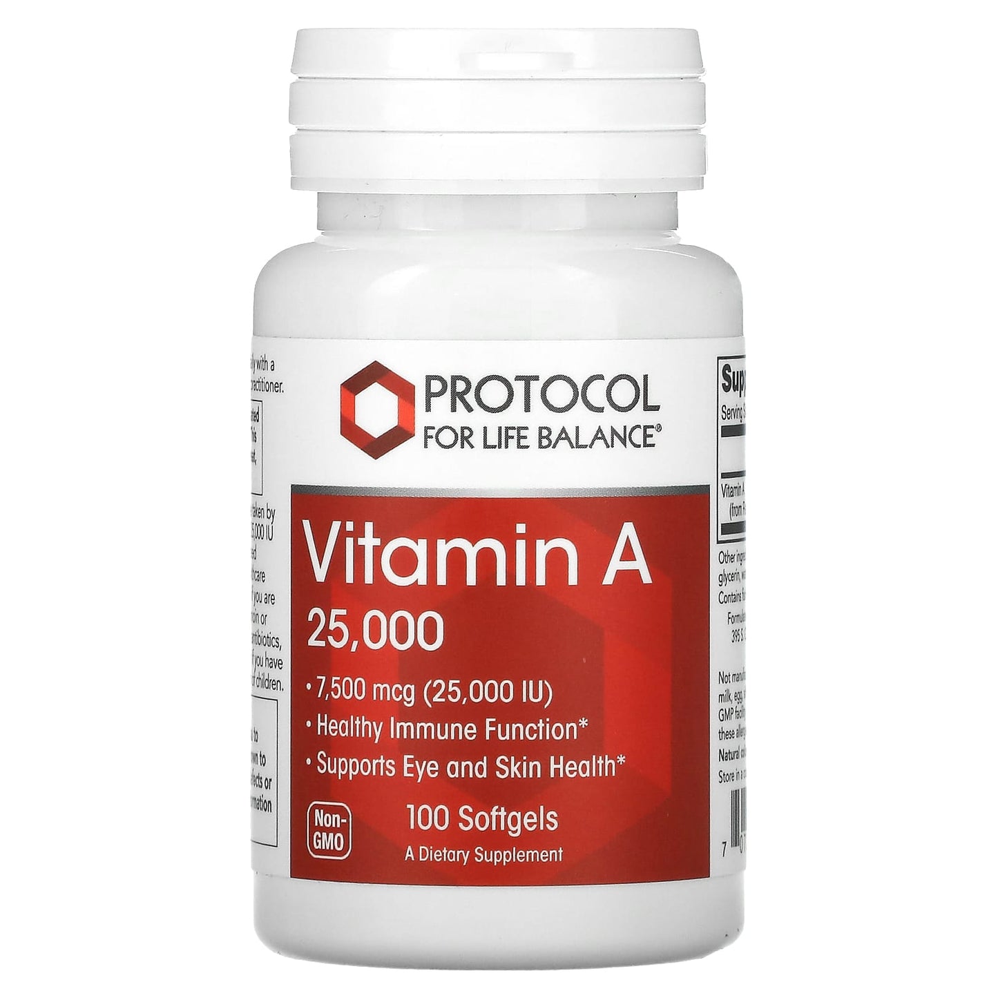 Protocol for Life Balance-Vitamin A-7,500 mcg (25,000 IU)-100 Softgels